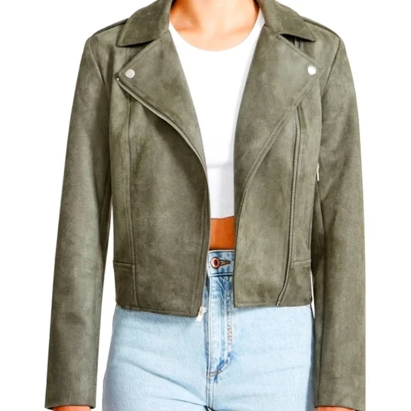 BB Dakota by Steve Madden Ladies Suede Moto Jacket Olive - Picture 7 of 10